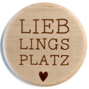 Glasdeckel aus Buche "LieblingsPlatz" Größe ca. 10cm, Motiv graviert