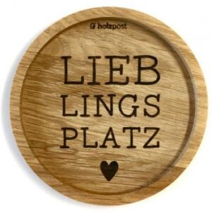 Untersetzer aus Eiche "Lieblingsplatz" graviert & geölt D 11,2cm