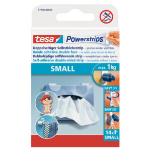 Powerstrips® Small - ablösbar, Tragfähigkeit 1 kg, weiß, 14 Stück