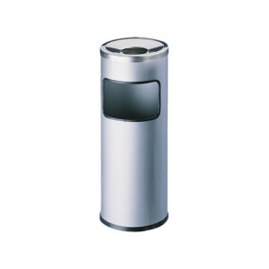 Papierkorb mit Ascher SAFE Metall - Ø250 x 630 mm, 17 l silber metallic