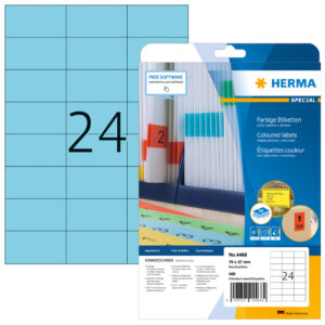4468 Etiketten A4 blau 70x37 mm Papier matt 480 St.