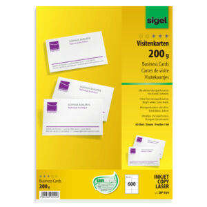 Visitenkarten, microperforiert, satiniert200 g/qm, hochweiß, 600 Stück