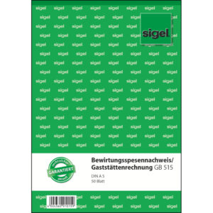 Bewirtungsspesennachweis/Gaststättenrechnung - A5, 2seitig bedruckt, MP, 50 Blatt