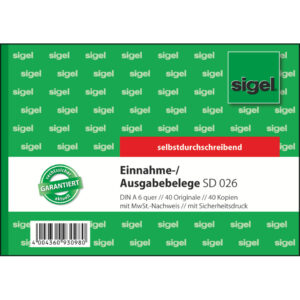 Ausgabe-/Einnahmebelege mit Sicherheitsdruck - A6 quer, 1. und 2. Blatt bedruckt, SD, MP, 2 x 40 Blatt