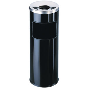 Papierkorb mit Ascher SAFE Metall - Ø250 x 630 mm, 17 l, schwarz
