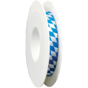 Zier Acetatband - 15 mm x 25 m, Raute, weiß/blau