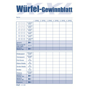 Würfelspiel-Gewinnblatt XXL - Block, DIN A5, 2 x 85 Blatt