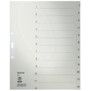 1233 Zahlenregister - 1-12, Papier, A4 Überbreite, 12 Blatt, grau