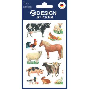 Z-Design 53720, Kinder Sticker, Bauernhoftiere, 3 Bogen/33 Sticker