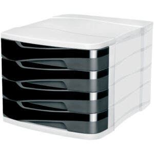 Schubladenbox Ellypse - A4, 4 halboffene Schubladen, schwarz
