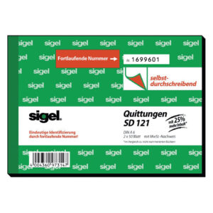 Quittungen mit Sicherheitsdruck - A6 quer, SD, MP, 2 x 50 Blatt