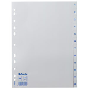 Zahlenregister Economy 1-12, A4, PP, 12 Blatt, weiß, Plastik