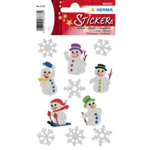 3733 Sticker MAGIC Schneemänner, glittery