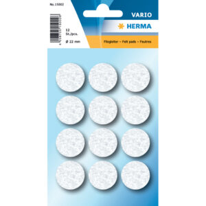 Filzgleiter - Ø22 mm, weiß, 12 Stück