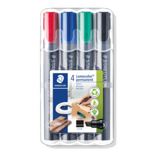 Permanentmarker Lumocolor® 350, nachfüllbar, STAEDTLER Box mit 4 Farben