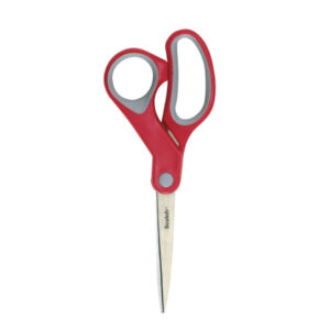 Komfortschere - 20 cm, asymmetrisch, rot/grau