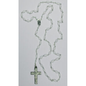 Rosenkranz - Glasperlen, weiß, ca. 41 cm, inkl. Dose