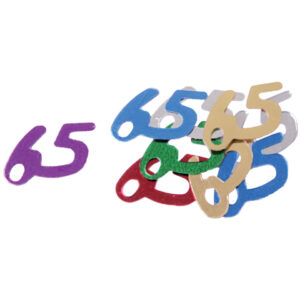 Konfetti Zahl 65 - 10 g, ca. 15 mm, bunt