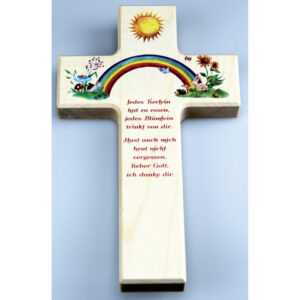 Kinderkreuz "Jedes Tierlein hat zu essen" - Holz, 20 cm