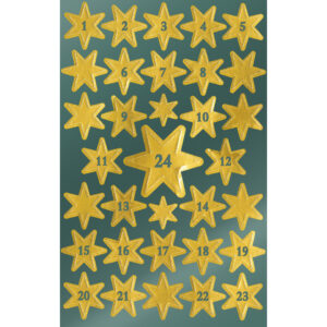 Z-Design 52809, Weihnachtssticker, Sterne mit Zahlen (1-24), 2 Bogen/66 Sticker