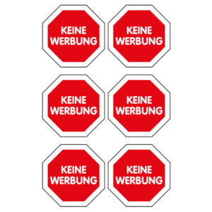 59505 Home Hinweis-Etikett "Keine Werbung", Kunststoff, 1 Bogen 6 Etiketten