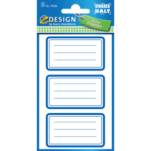 59286 Schule Buchetikett blauer Rahmen Papier 3 Bögen 9 Etiketten