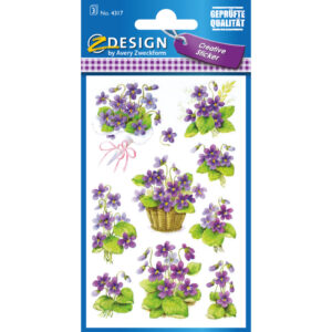 Z-Design 4317, Deko Sticker, Veilchen, 3 Bogen/30 Sticker