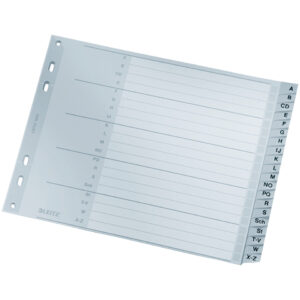 1262 Register - A - Z, PP, A4 Überbreite, 18 cm hoch, 20 Blatt, grau