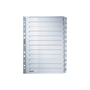 4325 Zahlenregister - 1-12, A4, Karton, 12 Blatt, grau