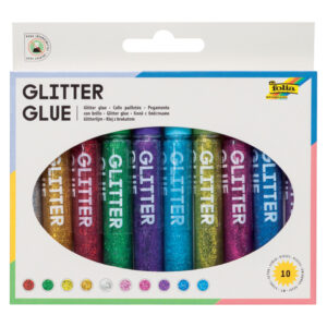 Glitterglue - 10 Metallic-Farben sortiert, 10 Stück à 9,5 ml