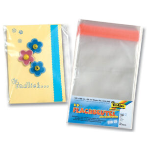 Flachbeutel - PP, 125x162x52mm, klar, 100 Beutel mit Klappe und Adhäsionsverschluß