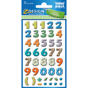 59335 Home Zahlen Papier bunt 3 Bögen 114 Etiketten