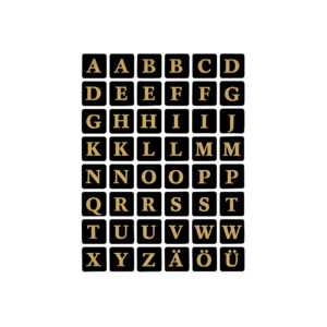 4130 Buchstaben-Etiketten - A-Z, 13x13 mm, schwarz gold geprägt