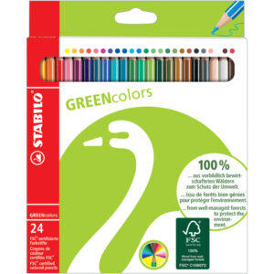 Umweltfreundlicher Buntstift - GREENcolors - 24er Pack - mit 24 verschiedenen Farben