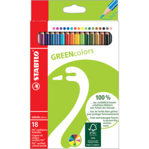 Umweltfreundlicher Buntstift - GREENcolors - 18er Pack - mit 18 verschiedenen Farben