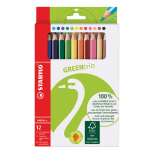 Umweltfreundlicher Dreikant-Buntstift - GREENtrio - 12er Pack - mit 12 verschiedenen Farben