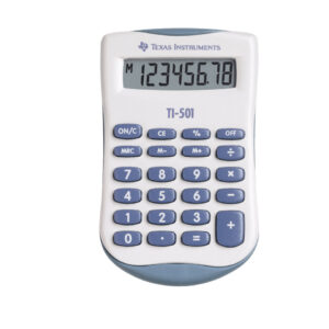 Mini-Taschenrechner TI-501, Batterie, 56 x 91 x 11 mm
