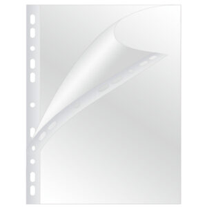 Prospekthüllen mit Lochrandverstärkung - oben und links offen, mitgelocht, genarbt, 0,10 mm, A4, 100 Stück