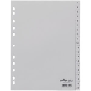 Zahlenregister - PP, 1 - 20, grau, A4, 20 Blatt