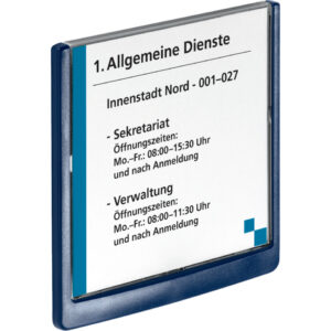 Türschild CLICK SIGN, Rahmen dunkelblau, 149 x 148,5 mm, transparent