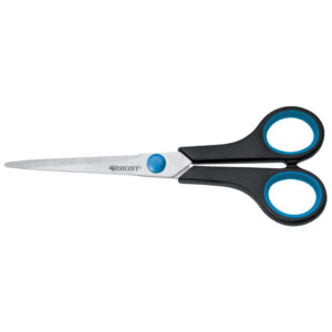 Schere Easy Grip, rostfrei, gerade, symmetrisch, blau/schwarz, 18 cm