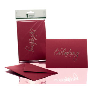 Briefkarte Einladung - B6 HD, 5 Karten/5 Umschläge, rosso