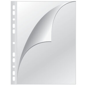 Prospekthüllen mit Lochrandverstärkung - oben und links offen, glasklar, 0,15 mm, A4, 100 Stück