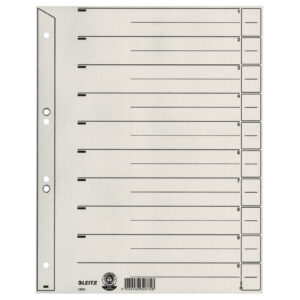 1654 Trennblätter - Lochung geöst, Überbreite, A4, grau, 100 Stück