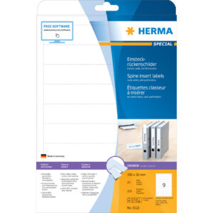 5122 Einsteckrückenschilder A4 weiß 30x190 mm Karton nicht klebend 225 St.