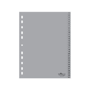 Zahlenregister - PP, 1 - 31, grau, A4, 31 Blatt