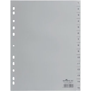 Zahlenregister - PP, 1 - 15, grau, A4, 15 Blatt