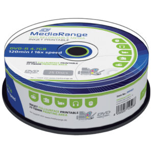 DVD-R - 4.7GB/120Min, 16-fach/Spindel, bedruckbar, Packung mit 25 Stück