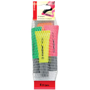 Textmarker - NEON - 4er Pack - gelb, grün, pink, orange