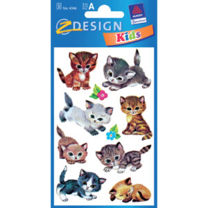 Z-Design 4346, Kinder Sticker, Katzen, 3 Bogen/30 Sticker
